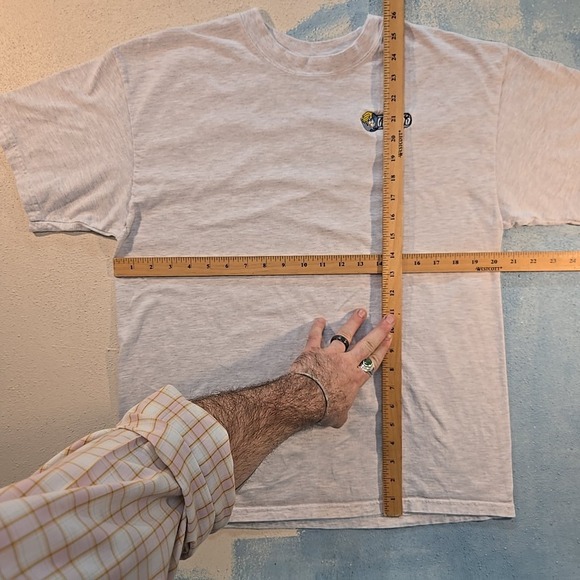 VTG Geekdo Mens L Grey Embroidered Patch T Shirt Comic Con Geek Dó Y2K Beefy-T - Picture 5 of 7